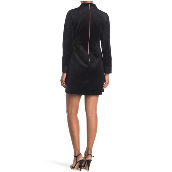 Ted Baker Black Velvet dress with embellished removable collar Size: 0 - Picture 3 of 9